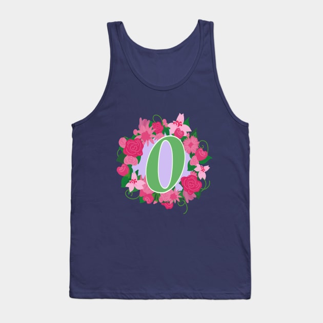 Monogram O, Personalized Floral Initial Tank Top by Bunniyababa